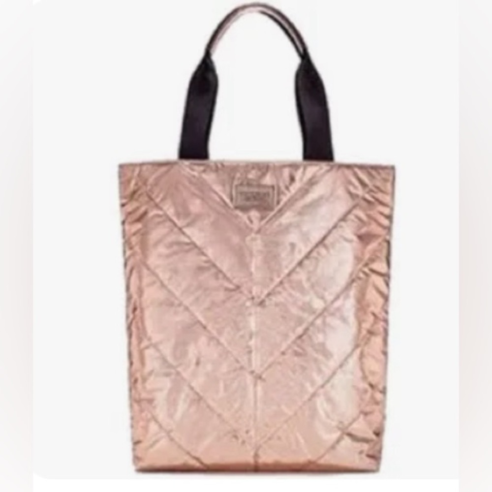 Victoria’s Secret rose‎ gold quilted puffer tote